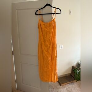 PrettyLittleThing Orange Pleated Dress